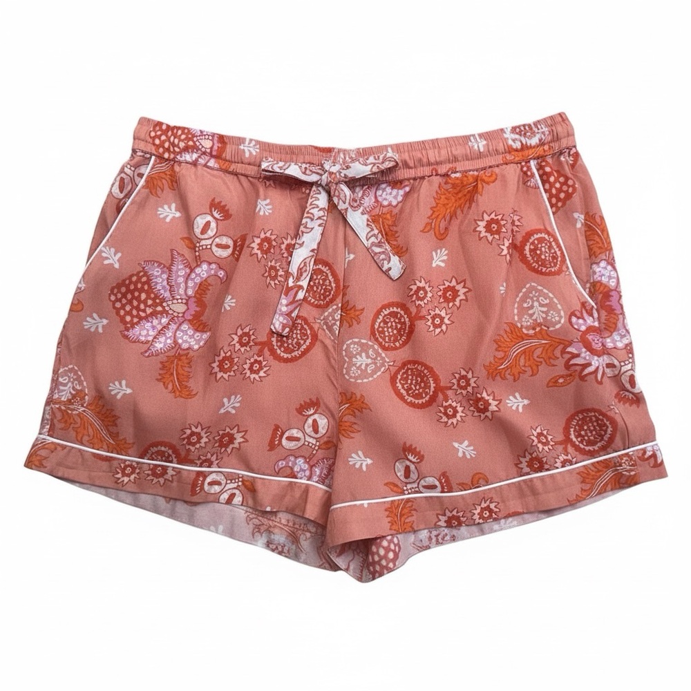 Roller Rabbit Orange Coral Pink Floral Pajama Set Size Medium - Picture 3 of 6